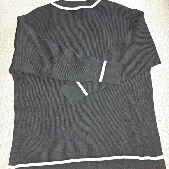Lane Bryant Black V-Neck Sweater with White Trim - Picture 3 of 3